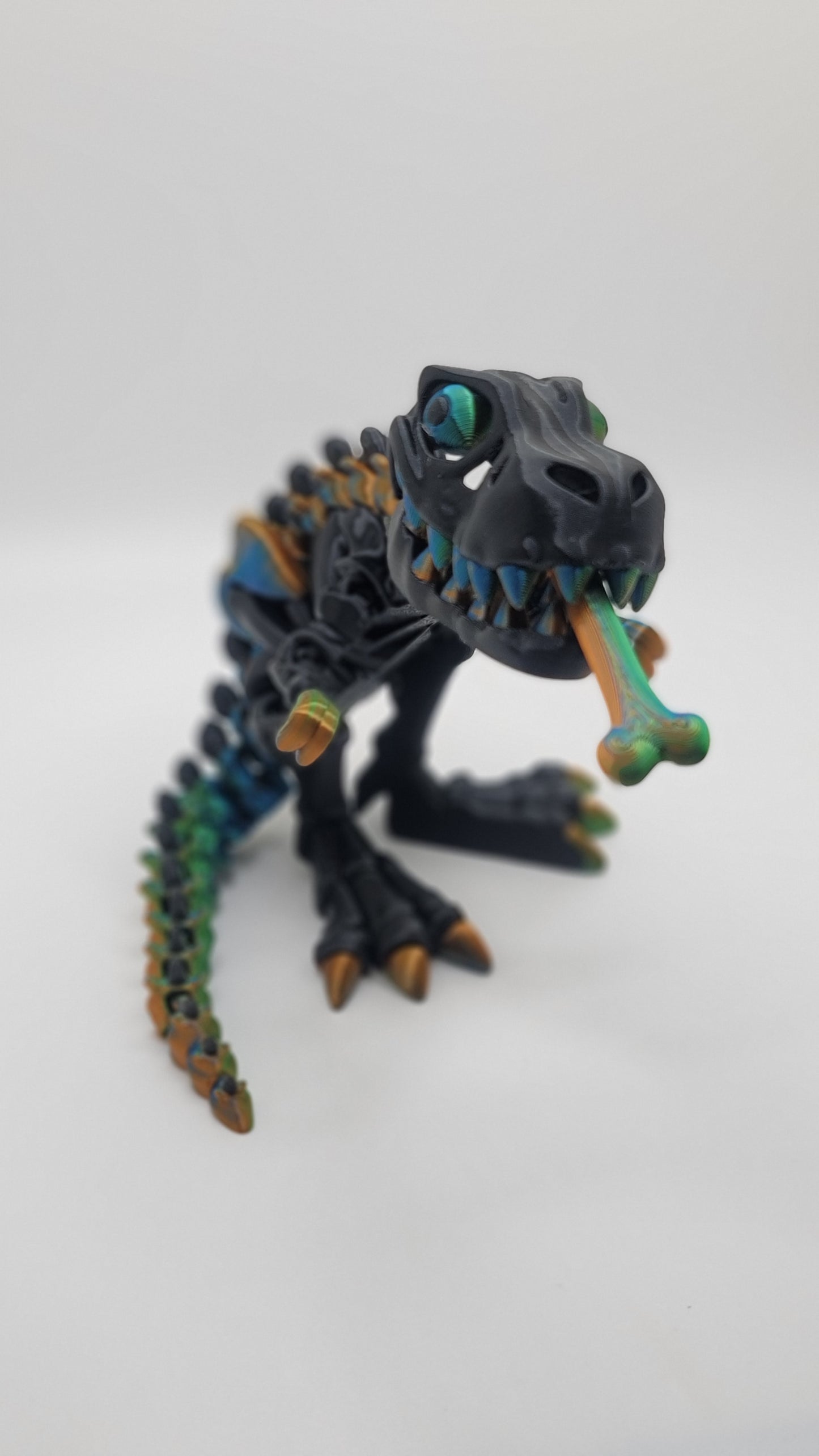 T-Rex Dinosaur with Bone figure - 3D printed Articulating figurine