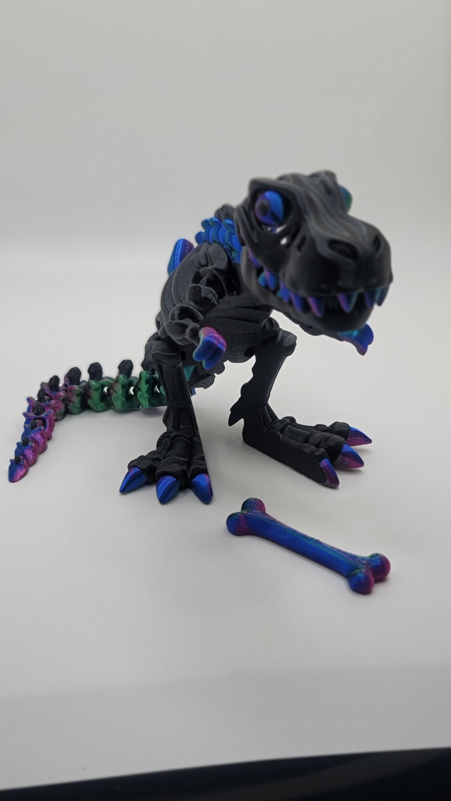 T-Rex Dinosaur with Bone figure - 3D printed Articulating figurine